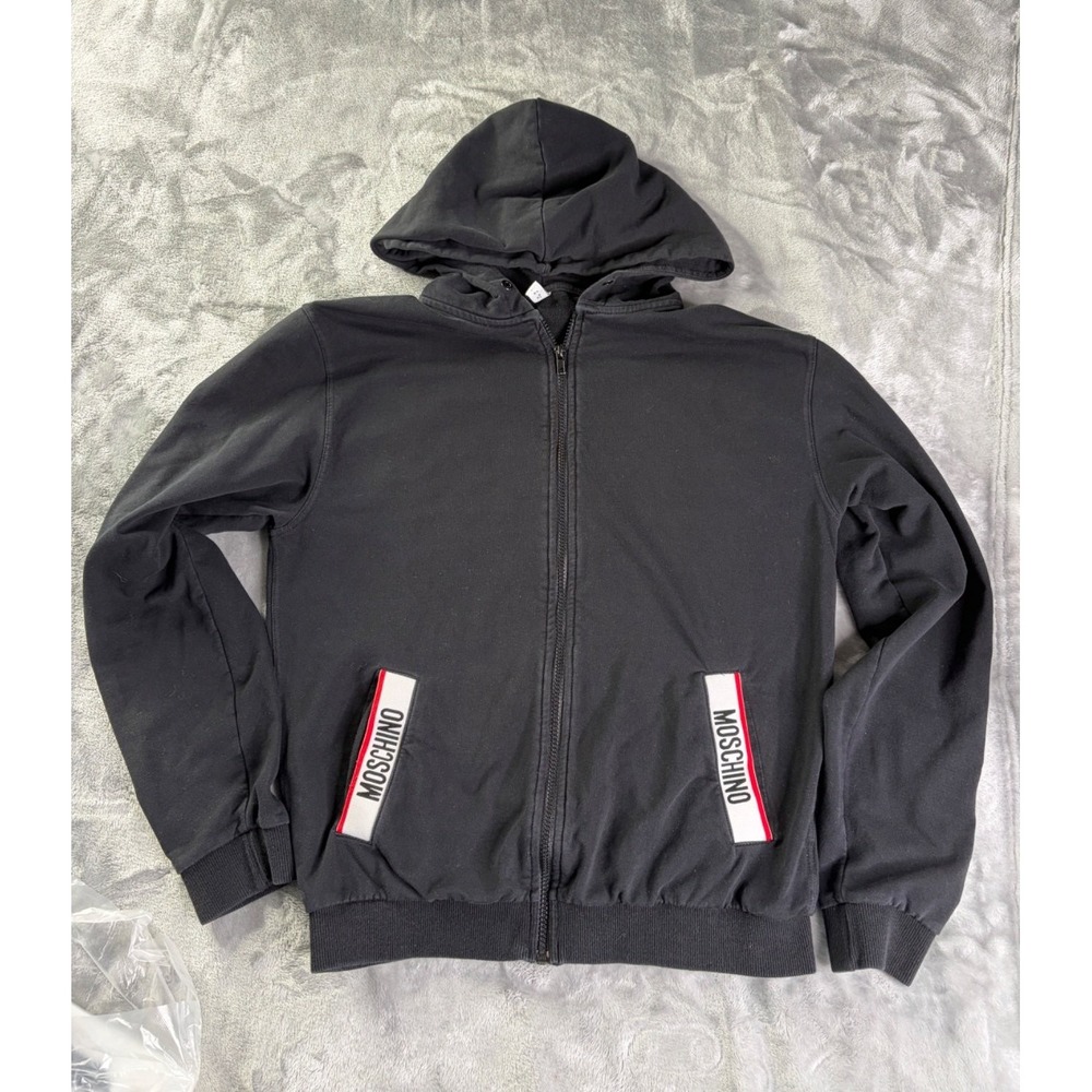 Moschino Hoodie Mens S Black Full Zip Long Sleeve